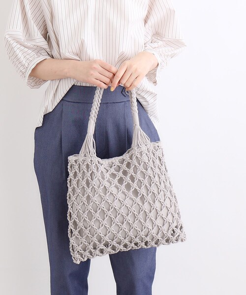 grove（グローブ）の「◆マクラメスクエアトート（トートバッグ・レディース・アイボリー/グレー/ブラック/ダークグレー/レンガ・00）」の3枚目の写真