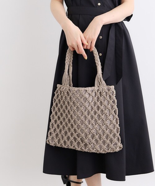 grove（グローブ）の「◆マクラメスクエアトート（トートバッグ・レディース・アイボリー/グレー/ブラック/ダークグレー/レンガ・00）」の4枚目の写真