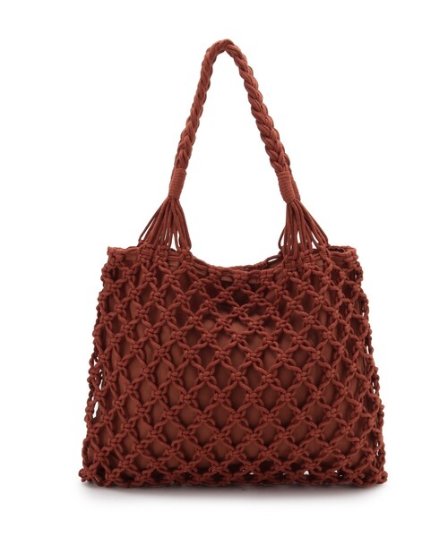 grove（グローブ）の「◆マクラメスクエアトート（トートバッグ・レディース・アイボリー/グレー/ブラック/ダークグレー/レンガ・00）」の14枚目の写真