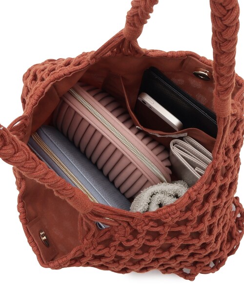 grove（グローブ）の「◆マクラメスクエアトート（トートバッグ・レディース・アイボリー/グレー/ブラック/ダークグレー/レンガ・00）」の8枚目の写真