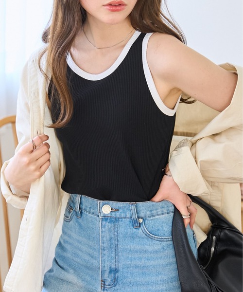 WEGO(ウィゴー)の「WEGO/nachumoreカップインタンク(タンクトップ・レディース・グリーン系その他/ホワイト系その他5/ホワイト/ブルー系その他/ブラック/ブラック系その他・MEDIUM/SMALL)」の4枚目の写真