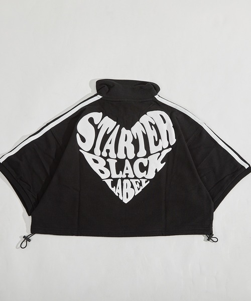 STARTER(スターター)の「STARTER ハートロゴショート丈ハーフジップTシャツ / レディース チビT(Tシャツ/カットソー・レディース・ブラック/ホワイト系/ブルー・L/M)」の7枚目の写真