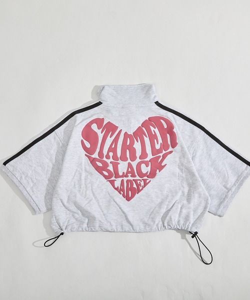 STARTER(スターター)の「STARTER ハートロゴショート丈ハーフジップTシャツ / レディース チビT(Tシャツ/カットソー・レディース・ブラック/ホワイト系/ブルー・L/M)」の5枚目の写真