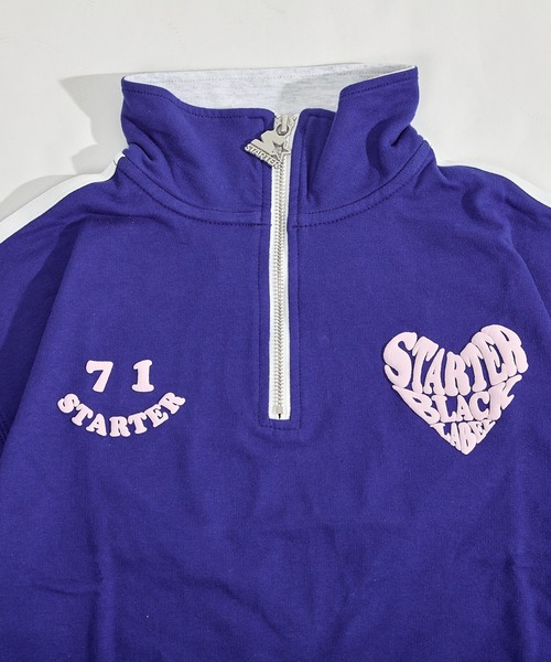 STARTER(スターター)の「STARTER ハートロゴショート丈ハーフジップTシャツ / レディース チビT(Tシャツ/カットソー・レディース・ブラック/ホワイト系/ブルー・L/M)」の19枚目の写真