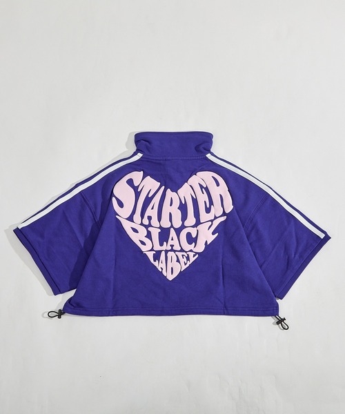 STARTER(スターター)の「STARTER ハートロゴショート丈ハーフジップTシャツ / レディース チビT(Tシャツ/カットソー・レディース・ブラック/ホワイト系/ブルー・L/M)」の9枚目の写真
