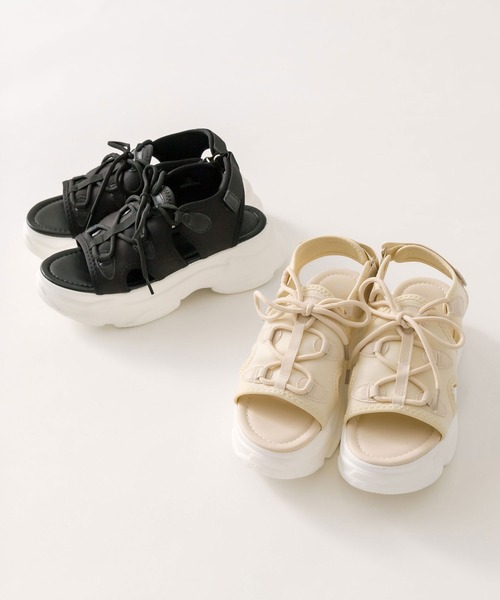 OLIVE des OLIVE（オリーブデオリーブ）の「レースアップスポーツサンダル　1041130080（サンダル・レディース・アイボリー/ブラック・SMALL/MEDIUM/LARGE）」の6枚目の写真