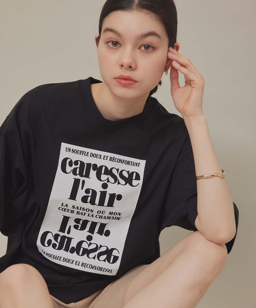 ROPE' PICNIC（ロペピクニック）の「汗染み防止/オーバーサイズプリントTシャツ（Tシャツ/カットソー・レディース・ピンク/ブラック/オフホワイト/チャコールグレー・38）」の3枚目の写真