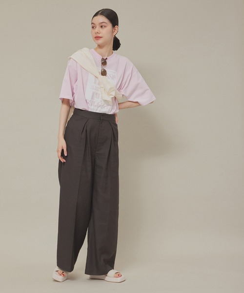 ROPE' PICNIC（ロペピクニック）の「汗染み防止/オーバーサイズプリントTシャツ（Tシャツ/カットソー・レディース・ピンク/ブラック/オフホワイト/チャコールグレー・38）」の5枚目の写真