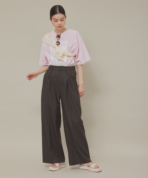 ROPE' PICNIC（ロペピクニック）の「汗染み防止/オーバーサイズプリントTシャツ（Tシャツ/カットソー・レディース・ピンク/ブラック/オフホワイト/チャコールグレー・38）」の7枚目の写真