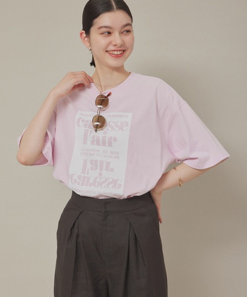 ROPE' PICNIC（ロペピクニック）の「汗染み防止/オーバーサイズプリントTシャツ（Tシャツ/カットソー・レディース・ピンク/ブラック/オフホワイト/チャコールグレー・38）」の8枚目の写真