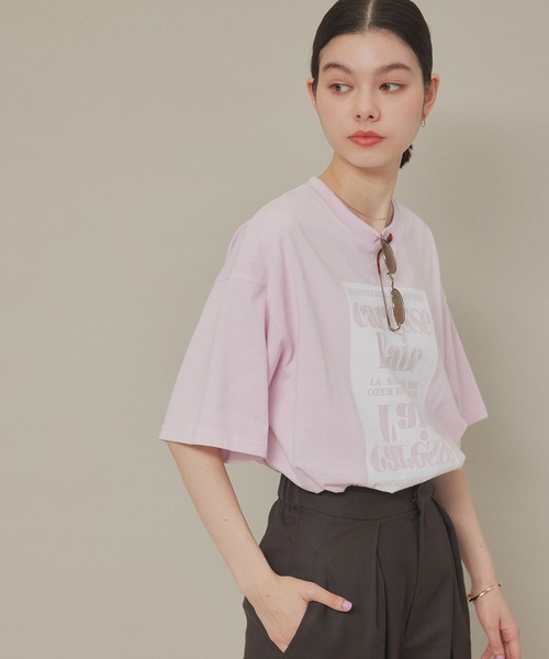 ROPE' PICNIC（ロペピクニック）の「汗染み防止/オーバーサイズプリントTシャツ（Tシャツ/カットソー・レディース・ピンク/ブラック/オフホワイト/チャコールグレー・38）」の9枚目の写真