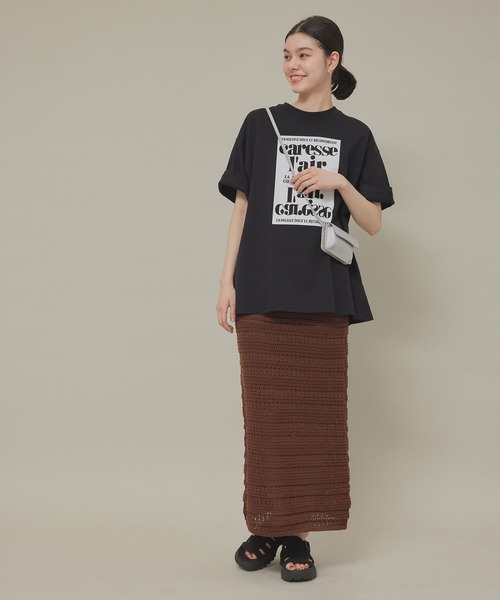 ROPE' PICNIC（ロペピクニック）の「汗染み防止/オーバーサイズプリントTシャツ（Tシャツ/カットソー・レディース・ピンク/ブラック/オフホワイト/チャコールグレー・38）」の11枚目の写真