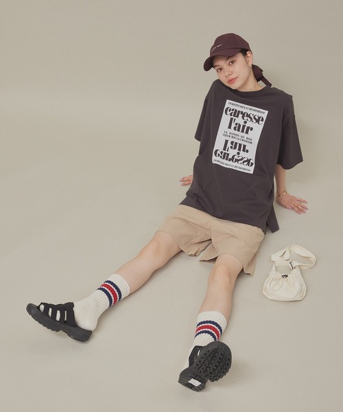 ROPE' PICNIC（ロペピクニック）の「汗染み防止/オーバーサイズプリントTシャツ（Tシャツ/カットソー・レディース・ピンク/ブラック/オフホワイト/チャコールグレー・38）」の18枚目の写真