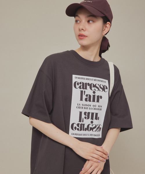 ROPE' PICNIC（ロペピクニック）の「汗染み防止/オーバーサイズプリントTシャツ（Tシャツ/カットソー・レディース・ピンク/ブラック/オフホワイト/チャコールグレー・38）」の19枚目の写真