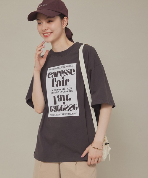 ROPE' PICNIC（ロペピクニック）の「汗染み防止/オーバーサイズプリントTシャツ（Tシャツ/カットソー・レディース・ピンク/ブラック/オフホワイト/チャコールグレー・38）」の20枚目の写真