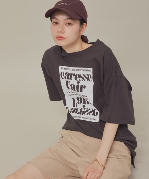 ROPE' PICNIC（ロペピクニック）の「汗染み防止/オーバーサイズプリントTシャツ（Tシャツ/カットソー・レディース・ピンク/ブラック/オフホワイト/チャコールグレー・38）」の21枚目の写真