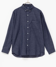 NAVY リネン混ロングスリーブシャツ