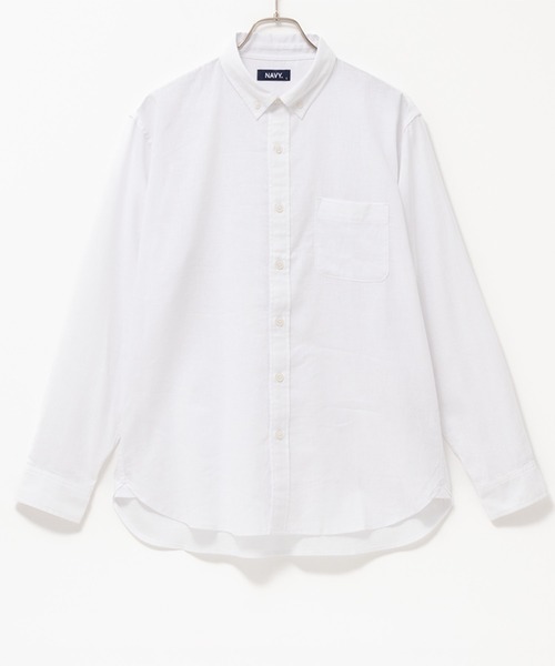 NAVY(ネイビー)の「NAVY リネン混ロングスリーブシャツ(シャツ/ブラウス・メンズ・ホワイト/グレー/ネイビー・S/L/XL/XXL/M)」の2枚目の写真