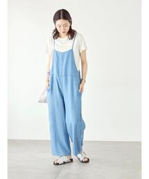Samansa Mos2 blue | 【接触冷感】クールデニムサロペット(デニムパンツ)
