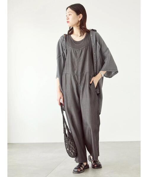 Samansa Mos2 blue（サマンサモスモスブルー）の「【接触冷感】クールデニムサロペット（デニムパンツ・レディース・ネイビー/ブラック/ブルー・F）」の9枚目の写真