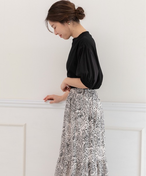 PREFERIR（プレフェリール）の「綿生地 ボリューム半袖  Tシャツ（Ｓ，Ｍ，Ｌ）スリーサイズ（Tシャツ/カットソー・レディース・ホワイト/ブラック・SMALL/MEDIUM/LARGE）」の2枚目の写真