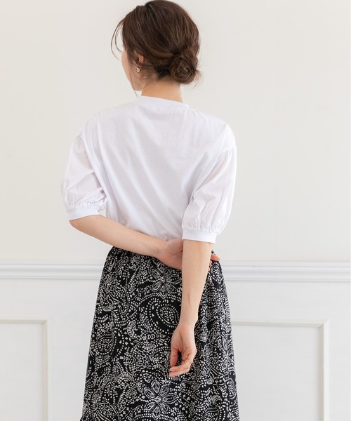 PREFERIR（プレフェリール）の「綿生地 ボリューム半袖  Tシャツ（Ｓ，Ｍ，Ｌ）スリーサイズ（Tシャツ/カットソー・レディース・ホワイト/ブラック・SMALL/MEDIUM/LARGE）」の5枚目の写真