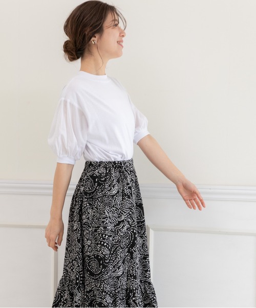 PREFERIR（プレフェリール）の「綿生地 ボリューム半袖  Tシャツ（Ｓ，Ｍ，Ｌ）スリーサイズ（Tシャツ/カットソー・レディース・ホワイト/ブラック・SMALL/MEDIUM/LARGE）」の8枚目の写真