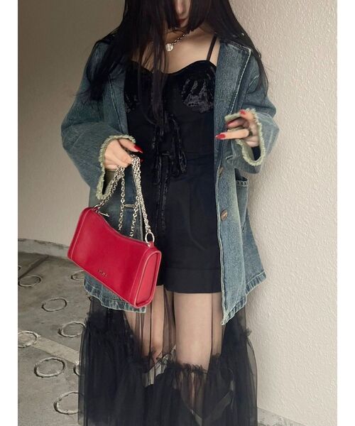 EVRIS（エヴリス）の「チェーンスリムショルダーBAG（ショルダーバッグ・レディース・シルバー/レッド/ブラック・FREE）」の12枚目の写真