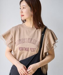 coen | 【WEB限定】チュールレイヤーフリルスリーブTシャツ(Tシャツ/カットソー)