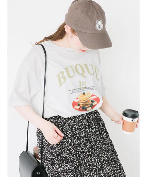 ehka sopo(エヘカソポ)の「◎パンケーキプリントTシャツ(Tシャツ/カットソー・レディース・オフホワイト/ピンク/サックスブルー・F)」の1枚目の写真