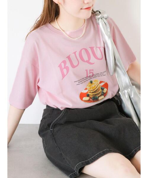 ehka sopo(エヘカソポ)の「◎パンケーキプリントTシャツ(Tシャツ/カットソー・レディース・オフホワイト/ピンク/サックスブルー・F)」の3枚目の写真