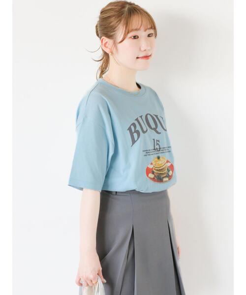 ehka sopo(エヘカソポ)の「◎パンケーキプリントTシャツ(Tシャツ/カットソー・レディース・オフホワイト/ピンク/サックスブルー・F)」の9枚目の写真