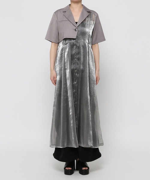 HARE ジャケットライクシアーワンピース　グレー12 新品未使用 セール】ジャケットライクシアーワンピース(HARE)（ワンピース