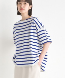 OMNES | 10番単ボーダーワイドシルエット半袖プルオーバー(Tシャツ/カットソー)