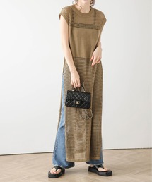 メッシュニットロングジレ