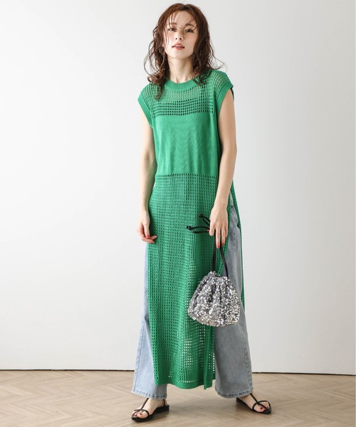 haat ISSEY MIYAKE 変形 フリンジ ロング ニットベスト