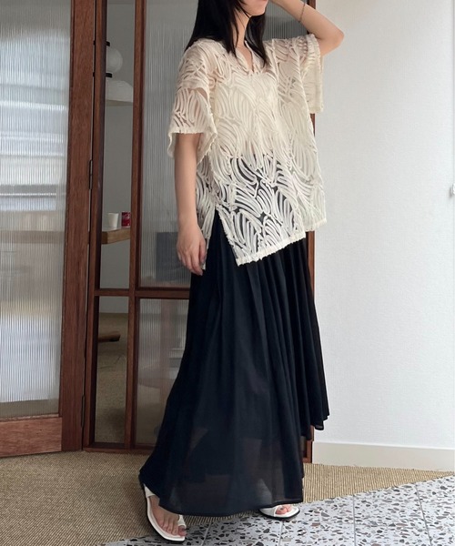 WILLFULLY（ウィルフリー）の「chiffon tape embroidery skipper BL 