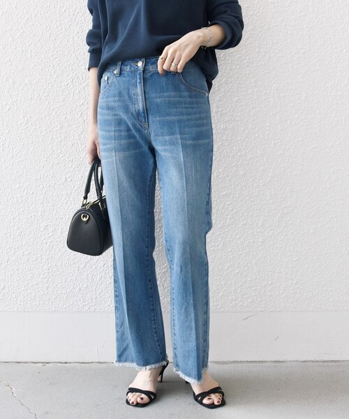 SHIPS any（シップス エニィ）の「SHIPS any: センタープレス デニム パンツ［SHIPS any DENIM］（デニムパンツ・レディース・ブラック/ブルー・34/38/40/36）」の7枚目の写真