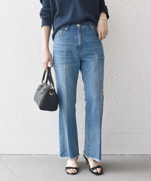 SHIPS any（シップス エニィ）の「SHIPS any: センタープレス デニム パンツ［SHIPS any DENIM］（デニムパンツ・レディース・ブラック/ブルー・34/38/40/36）」の8枚目の写真
