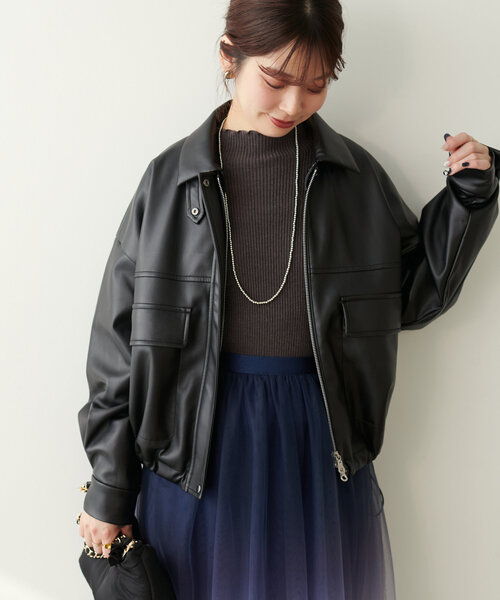 natural couture 襟取り外し2WAYブルゾン natural couture ジャケット ブルゾン 衿取り外し2WAYブルゾン