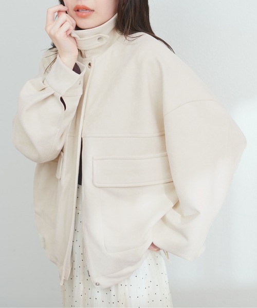 natural couture（ナチュラルクチュール）の「衿取り外し2WAYブルゾン（ブルゾン・レディース・アイボリー/モカ/ブラウン/ブラック/ライトベージュ・FREE）」の7枚目の写真