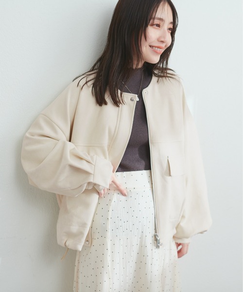 natural couture（ナチュラルクチュール）の「衿取り外し2WAYブルゾン（ブルゾン・レディース・アイボリー/モカ/ブラウン/ブラック/ライトベージュ・FREE）」の14枚目の写真