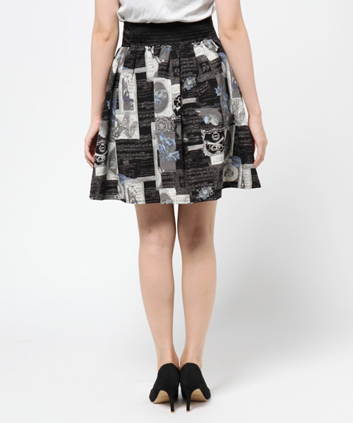 axes femme（アクシーズファム）の「音楽祭コラージュ柄スカート  