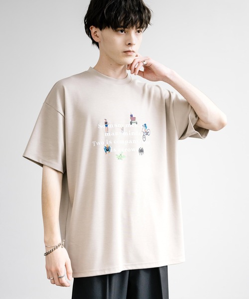 Rocky Monroe(ロッキーモンロー)の「マルチアイコンプリントオーバーサイズ半袖Tシャツ(Tシャツ/カットソー・メンズ・ミント/チャコール/ホワイト/ホワイト系/グレイッシュベージュ/チャコールグレー・M/L)」の1枚目の写真