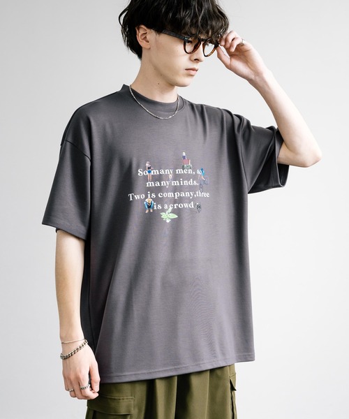 Rocky Monroe(ロッキーモンロー)の「マルチアイコンプリントオーバーサイズ半袖Tシャツ(Tシャツ/カットソー・メンズ・ミント/チャコール/ホワイト/ホワイト系/グレイッシュベージュ/チャコールグレー・M/L)」の5枚目の写真