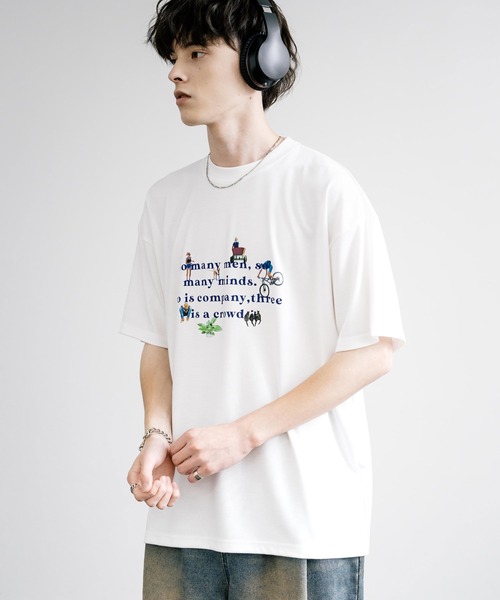 Rocky Monroe(ロッキーモンロー)の「マルチアイコンプリントオーバーサイズ半袖Tシャツ(Tシャツ/カットソー・メンズ・ミント/チャコール/ホワイト/ホワイト系/グレイッシュベージュ/チャコールグレー・M/L)」の8枚目の写真