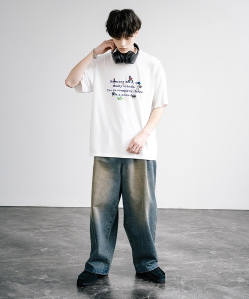 Rocky Monroe(ロッキーモンロー)の「マルチアイコンプリントオーバーサイズ半袖Tシャツ(Tシャツ/カットソー・メンズ・ミント/チャコール/ホワイト/ホワイト系/グレイッシュベージュ/チャコールグレー・M/L)」の9枚目の写真