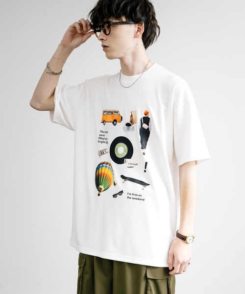 Rocky Monroe(ロッキーモンロー)の「マルチアイコンプリントオーバーサイズ半袖Tシャツ(Tシャツ/カットソー・メンズ・ミント/チャコール/ホワイト/ホワイト系/グレイッシュベージュ/チャコールグレー・M/L)」の12枚目の写真