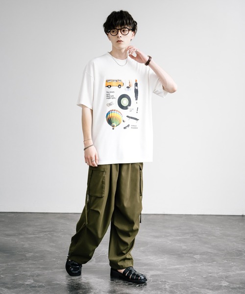 Rocky Monroe(ロッキーモンロー)の「マルチアイコンプリントオーバーサイズ半袖Tシャツ(Tシャツ/カットソー・メンズ・ミント/チャコール/ホワイト/ホワイト系/グレイッシュベージュ/チャコールグレー・M/L)」の13枚目の写真