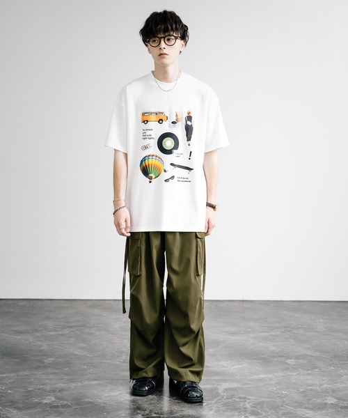 Rocky Monroe(ロッキーモンロー)の「マルチアイコンプリントオーバーサイズ半袖Tシャツ(Tシャツ/カットソー・メンズ・ミント/チャコール/ホワイト/ホワイト系/グレイッシュベージュ/チャコールグレー・M/L)」の14枚目の写真